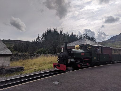 A TRAIN between Ffestiniog and Tan Y Bwlch.