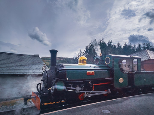 A TRAIN between Ffestiniog and Tan Y Bwlch.