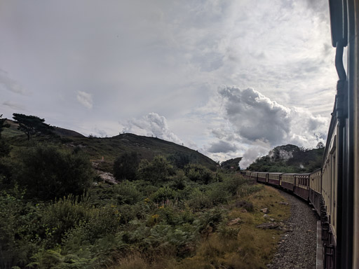 A TRAIN between Ffestiniog and Tan Y Bwlch.